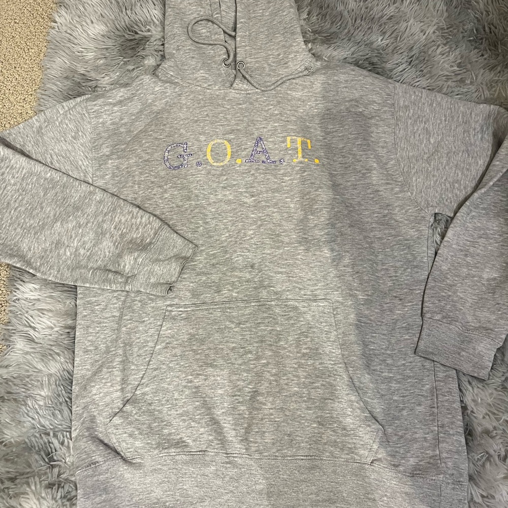 Women's Gray Hoodie with G.O.A.T. Design